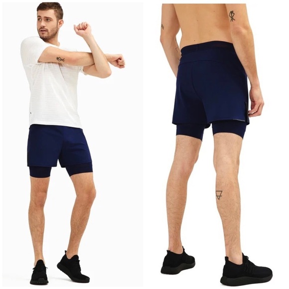 RHONE 4" SWIFT SHORT LINED 4" Lined Running Shorts in Maritime / Navy Blue - Picture 2 of 10